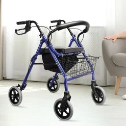 Randy & Travis Machinery Home & Lifestyle Rollator Walker Walking Frame With Wheels Zimmer Mobility Aids Seat Blue
