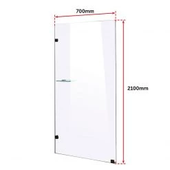 Della Francesca 70 X 210cm Frameless 10mm Safety Glass Shower Screen BLACK