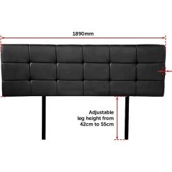 Palermo King PU Leather Bed Deluxe Headboard Bedhead - Black