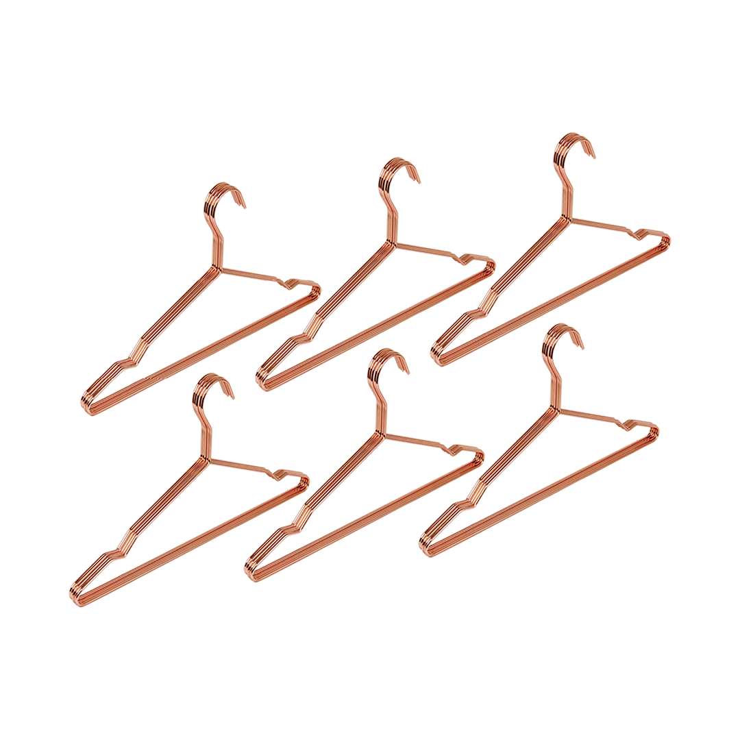 Randy & Travis Machinery Adult 16.5" Rose Gold Shiny Metal Wire Coat Suit Top Clothes Hangers (60pc Per Set)
