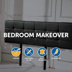 Palermo King PU Leather Bed Deluxe Headboard Bedhead - Black