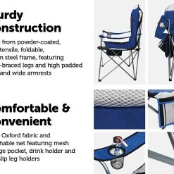 FactoryFast.com.au 2x Folding Camping Arm Chairs Portable Outdoor Garden Fishing Tourer