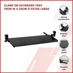 Randy & Travis Machinery Clamp On Keyboard Tray 75cm W X 25cm D Extra Large Furniture