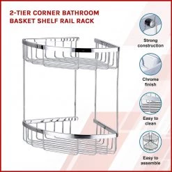 Della Francesca 2-Tier Corner Bathroom Basket Shelf Rail Rack DIY & Renovation