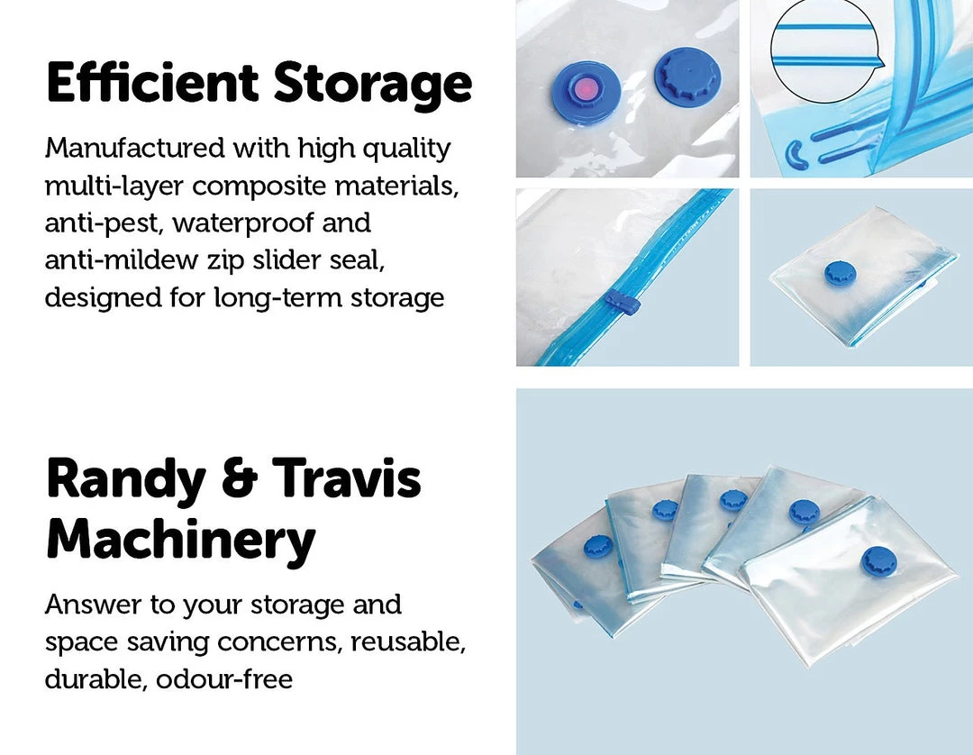 Randy & Travis Machinery Home & Lifestyle Vacuum Sealed Clothing Travel Bag Compact Storage X12