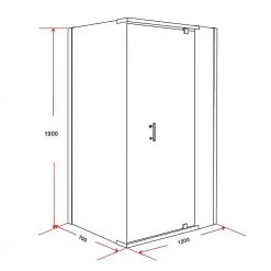 Della Francesca 1200 X 700 X 1900mm Framed Safety Glass Pivot Door Shower Screen In CHROME