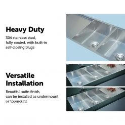 Brienz DIY & Renovation 1160x460mm Handmade Stainless Steel Sink With Waste And Drain Plug - Undermount/Topmount