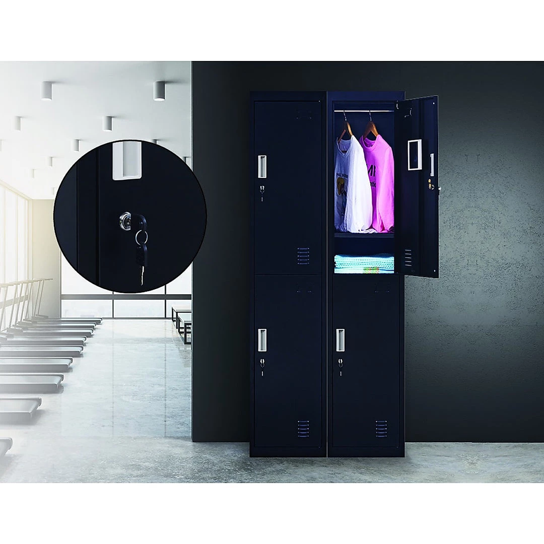 Salvatore Angelotti Furniture Black 2-Door Locker For Office Gym Shed School Home Storage - Standard Lock With 2 Keys
