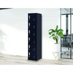 Salvatore Angelotti Black 6-Door Locker For Office Gym Shed School Home Storage - Padlock-operated