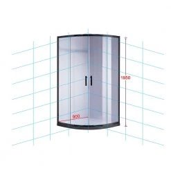 Della Francesca 90 X 90cm Rounded Sliding 6mm Curved Shower Screen With Base In Black With White Base