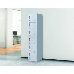 Salvatore Angelotti Furniture Grey 6-Door Locker For Office Gym Shed School Home Storage - 3-Digit Combination Lock