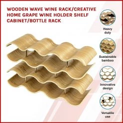 Randy & Travis Machinery Wooden Wave Wine Rack/Creative Home Grape Wine Holder Shelf Cabinet/Bottle Rack