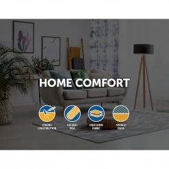 Randy & Travis Machinery Charcoal Fabric Ottoman Foot Stool Rest Pouffe Wood Padded Seat Round