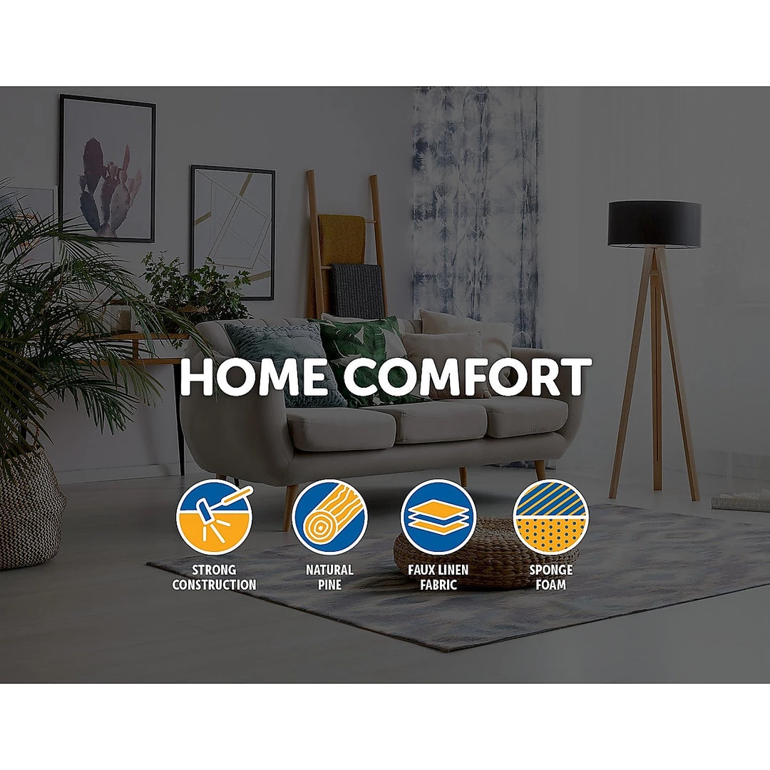 Randy & Travis Machinery Grey Fabric Ottoman Foot Stool Rest Pouffe Wood Padded Seat Squircle