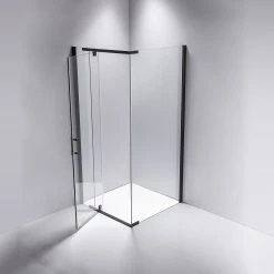 Della Francesca 1200 X 1000 X 1900mm Framed Safety Glass Pivot Door Shower Screen In Black
