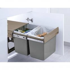 Randy & Travis Machinery Home & Lifestyle 2x 15L Pull Out Trash Bin Dual Kitchen Garbage Waste Basket Cabinet Bin