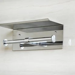 Della Francesca Stainless Steel Double Toilet Paper Holder Towel Roll Tissue Rack Storage Shelf DIY & Renovation