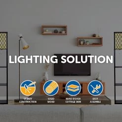 Randy & Travis Machinery Shelf Floor Lamp - Shade Diffused Light Source With Open-Box Shelves