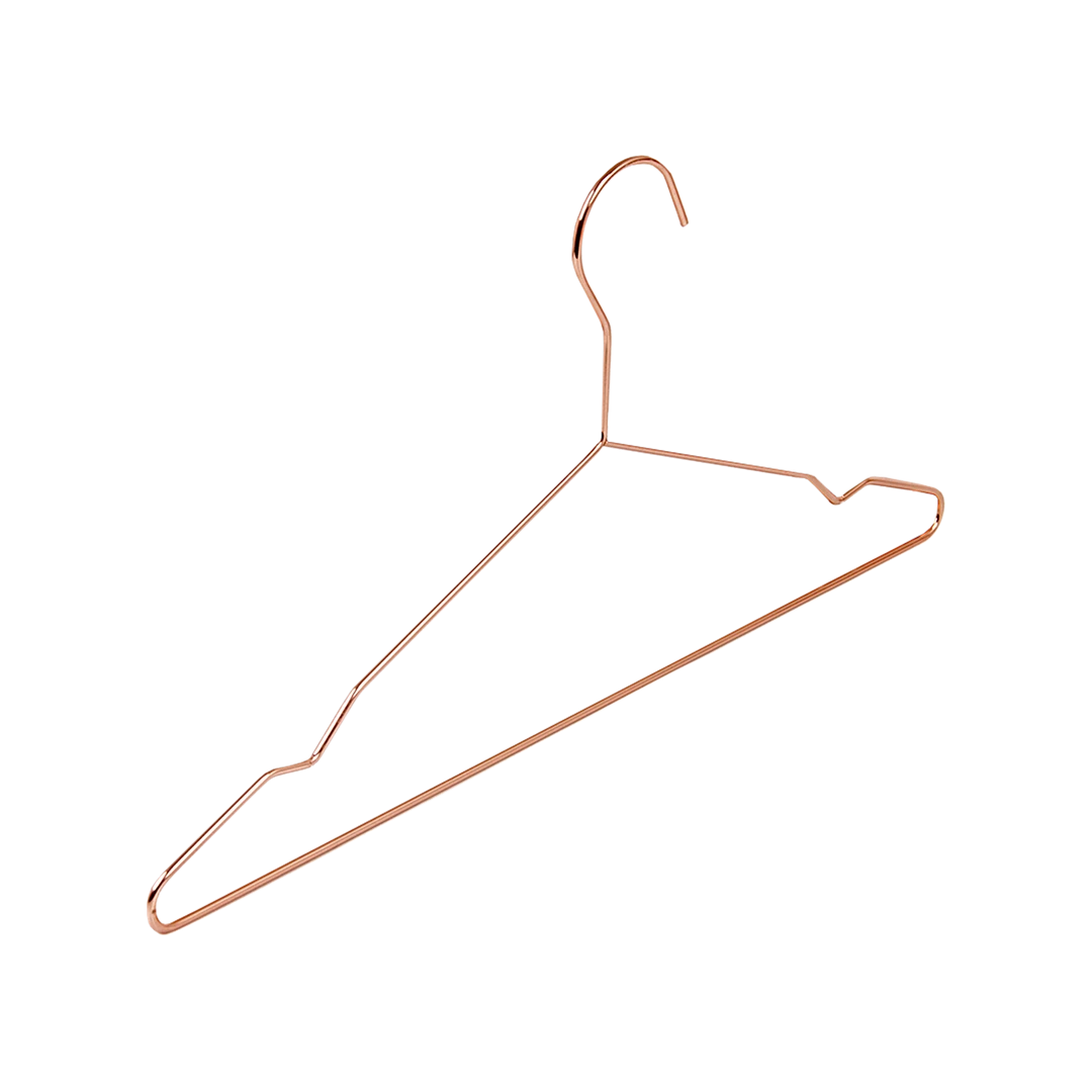 Randy & Travis Machinery Adult 16.5" Rose Gold Shiny Metal Wire Coat Suit Top Clothes Hangers (60pc Per Set)