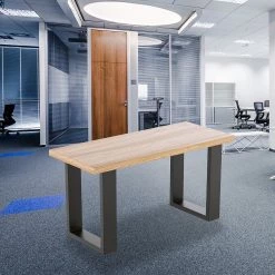 Della Francesca Trapezoid-Shaped Table Bench Desk Legs Retro Industrial Design Fully Welded - Black