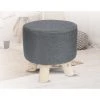 Randy & Travis Machinery Charcoal Fabric Ottoman Foot Stool Rest Pouffe Wood Padded Seat Round