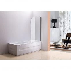 DIY & Renovation 180° Black Pivot Door 6mm Safety Glass Bath Shower Screen By Della Francesca - 90 X 140cm