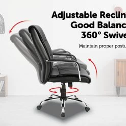 Palermo PU Leather Office Chair Executive Padded Black Furniture