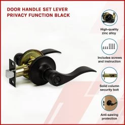 Randy & Travis Machinery Door Handle Set Lever Privacy Function Black