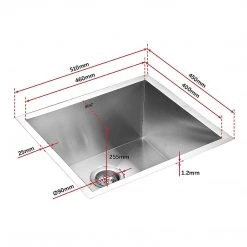 Brienz 510x450mm Stainless Steel Single Bowl Sink With Round Waste DIY & Renovation