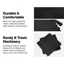 Randy & Travis Machinery 12 Tiles EVA Rubber Foam Gym Mat 60cm X 60cm 2.5cm Fitness Flooring Sports & Fitness