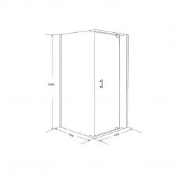 Della Francesca 1000 X 1000 X 1900mm Framed Safety Glass Pivot Door Shower Screen In CHROME