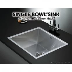 Brienz 440x440mm Stainless Steel Single Bowl Sink With Round Waste DIY & Renovation