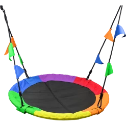 FactoryFast.com.au Games & Hobbies 1m Tree Swing In Multi-Color Rainbow Kids Indoor/Outdoor Round Mat Saucer Swing