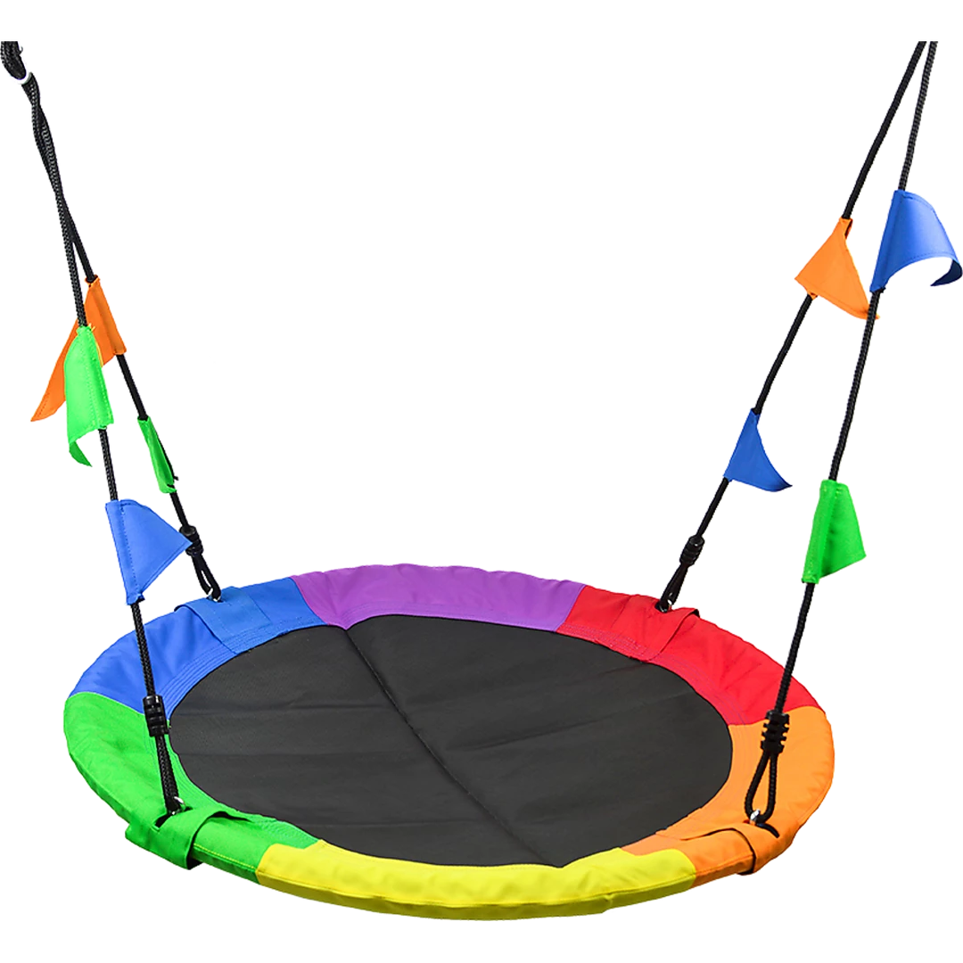 FactoryFast.com.au Games & Hobbies 1m Tree Swing In Multi-Color Rainbow Kids Indoor/Outdoor Round Mat Saucer Swing