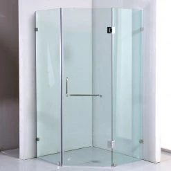 DIY & Renovation 1000 X 1000mm Frameless 10mm Glass Shower Screen By Della Francesca CHROME Hinges/Brackets And Round Handle