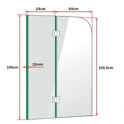 90 X 145cm Frameless Glass Bath Screen By Della Francesca Chrome DIY & Renovation