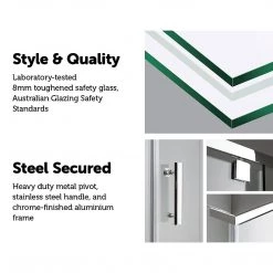 Della Francesca 1200 X 1000 X 1900mm Framed Safety Glass Pivot Door Shower Screen In CHROME