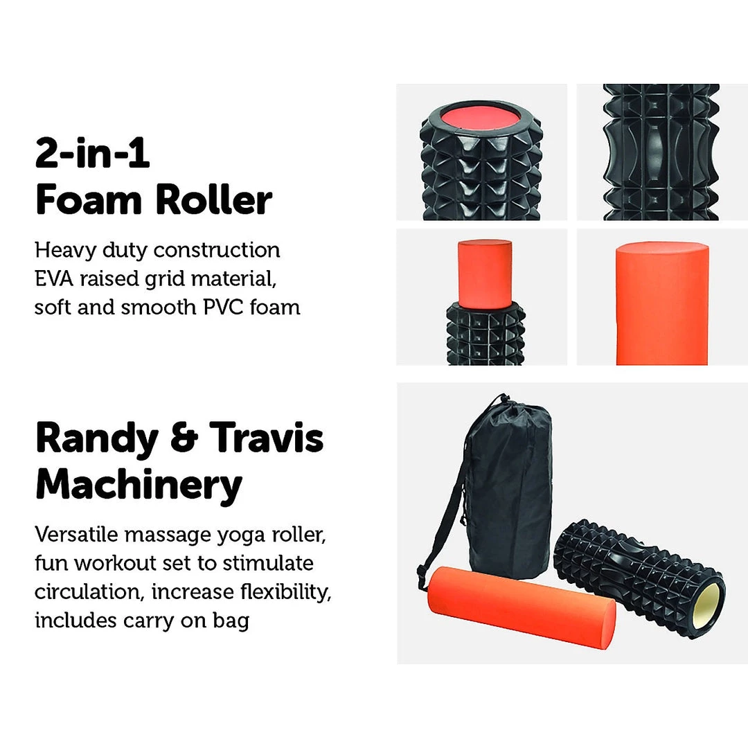 Randy & Travis Machinery 2 IN 1 Physio EVA PVC Foam Yoga Roller Gym Back Training Exercise Massage