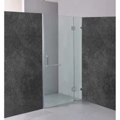 Della Francesca 90 X 200cm Wall To Wall Frameless Shower Screen In CHROME Hardware With ROUND Handle