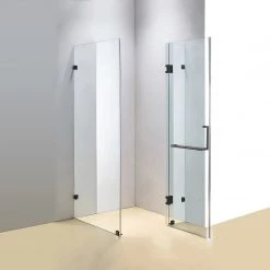 110 X 80cm Frameless 10mm Glass Shower Screen By Della Francesca BLACK Hinges/Brackets And SQUARE Handle DIY & Renovation