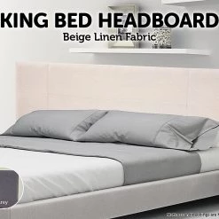 Palermo Furniture King Beige Linen Fabric Bed Headboard Bedhead