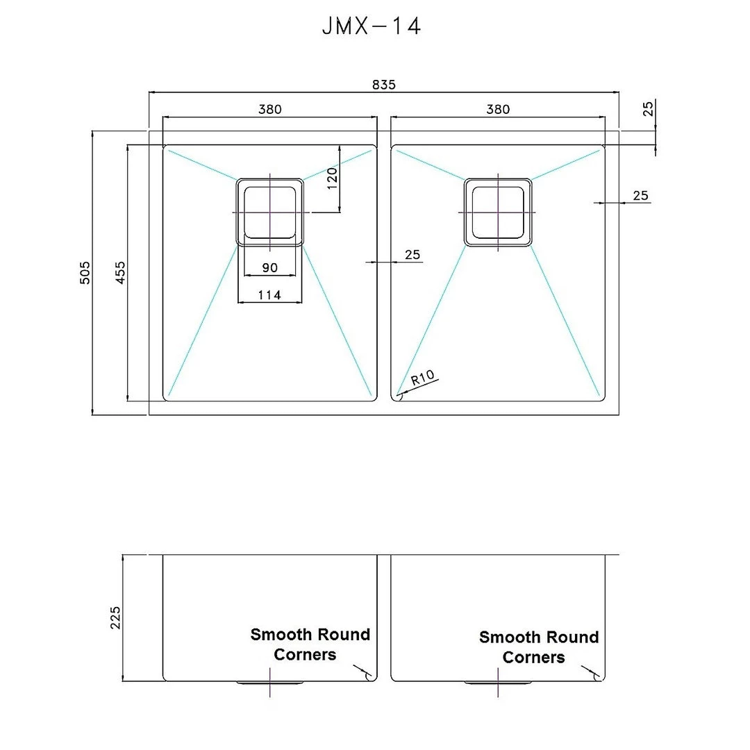 Brienz 835x505mm Handmade 1.5mm Stainless Steel Sink With Square Waste DIY & Renovation
