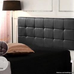 Palermo Queen PU Leather Bed Deluxe Headboard Bedhead - Black
