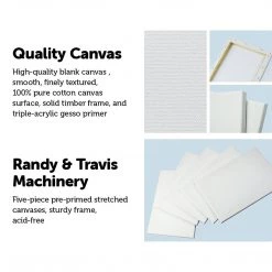 Randy & Travis Machinery 5 Pack Of 20x30cm Artist Blank Stretched Canvas Canvases Art Large White Range Oil Acrylic Wood