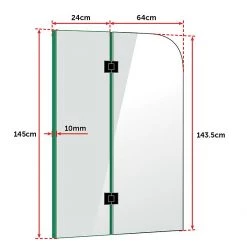 90 X 145cm Frameless Glass Bath Screen By Della Francesca Hardware: BLACK DIY & Renovation