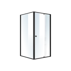 Della Francesca Front: (98~106) X 195cm Adjustable Semi Frameless Shower Screen In Black Side: (98~101) X 195cm