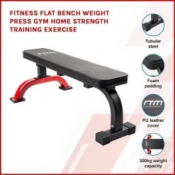 Randy & Travis Machinery Fitness Flat Bench Weight Press Gym Home Strength Training Exercise