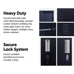 Salvatore Angelotti Furniture Black Four-Door Office Gym Shed Storage Locker- Standard Lock With 2 Keys