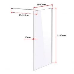 Della Francesca DIY & Renovation 100 X 210cm Frameless 10mm Safety Glass Shower Screen In Square CHROME