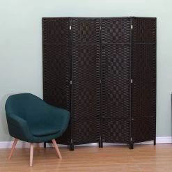 Palermo 4-Panel Room Divider Screen Privacy Rattan Dividers Stand Fold